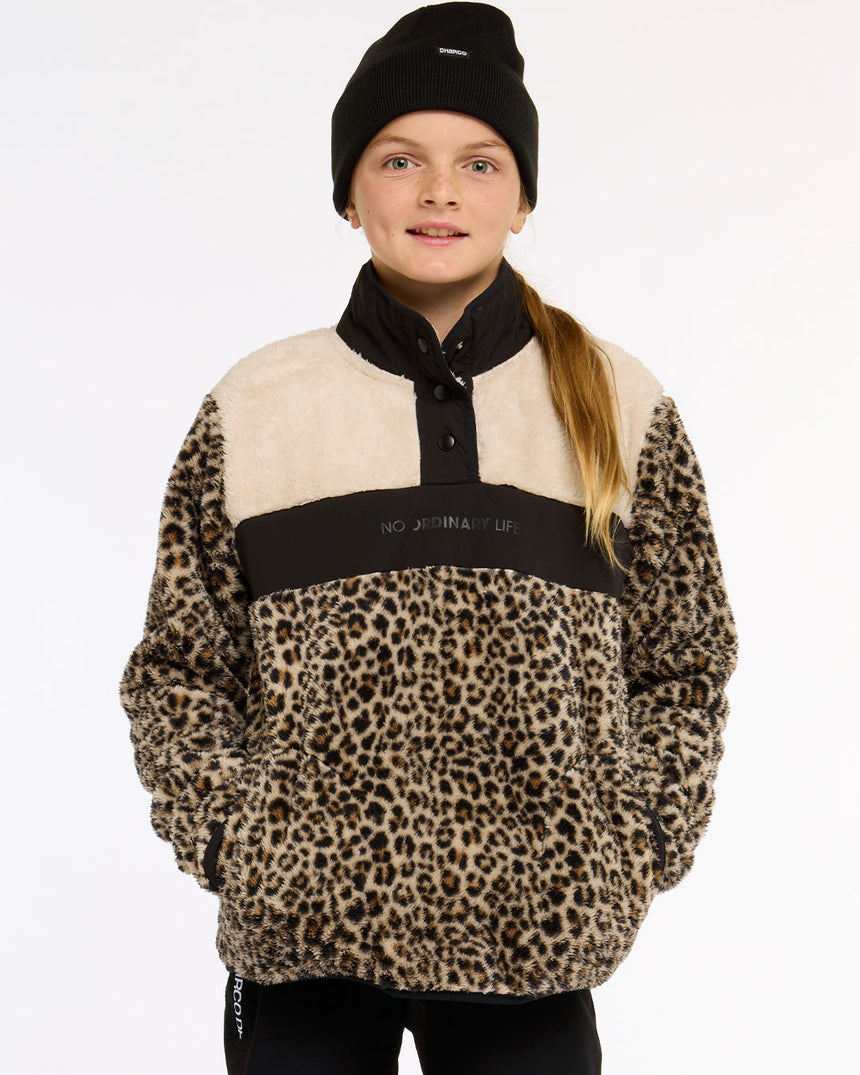 Youth Sherpa Half Zip Fleece | Leopard