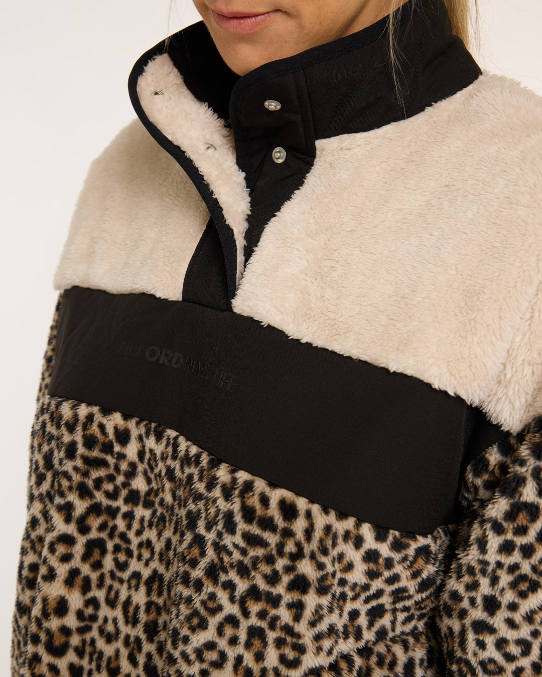 Womens Sherpa Half Zip Fleece | Leopard
