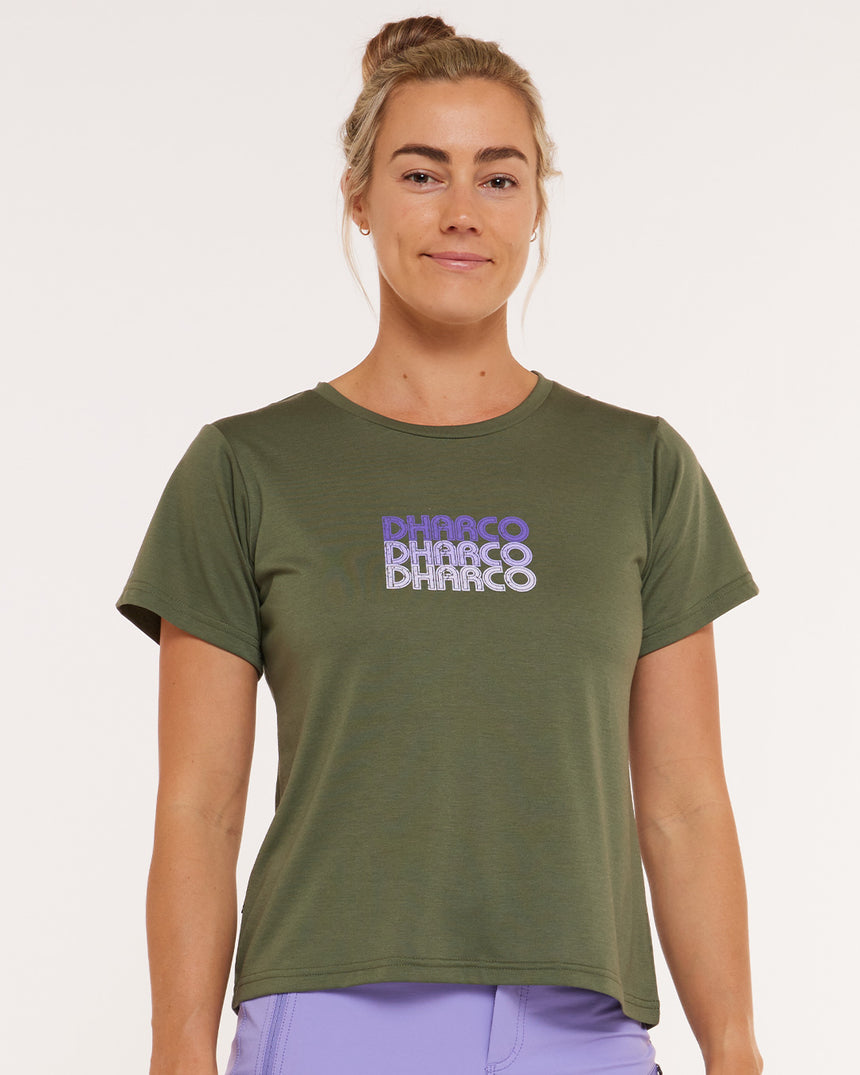 Womens Short Sleeve Tech Tee | Garigal Green