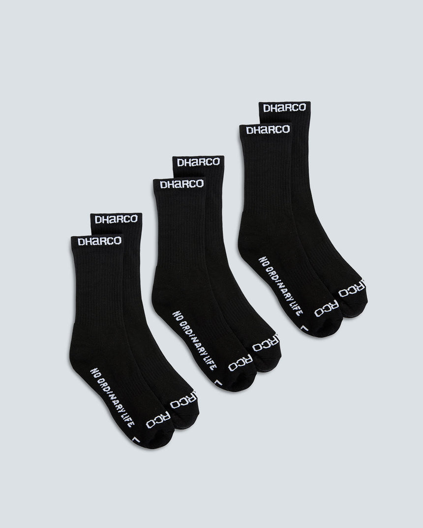 3 Pack: Black | Crew Socks