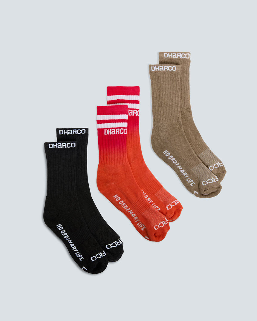 3 Pack: Black, Dust, Black Snake | Crew Socks