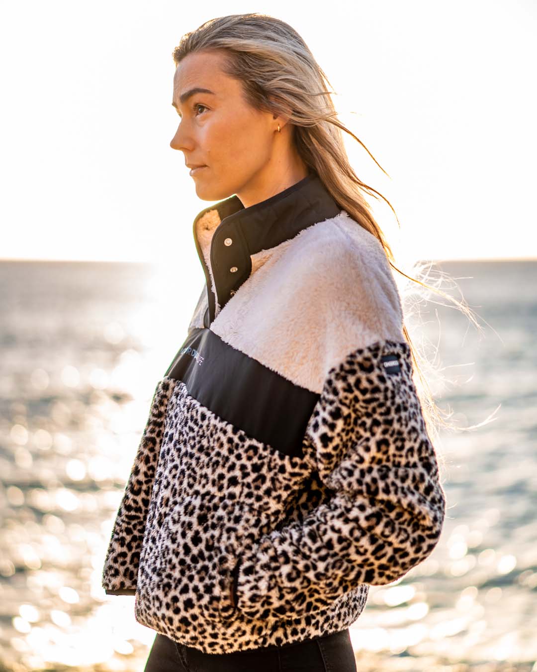 Womens Sherpa Half Zip Fleece | Leopard – DHaRCO Clothing