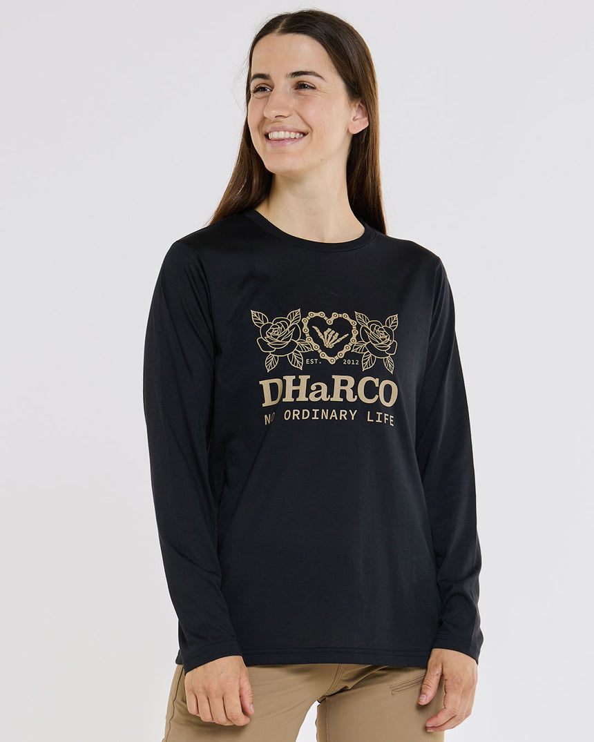 Womens Long Sleeve Tech Tee | Black