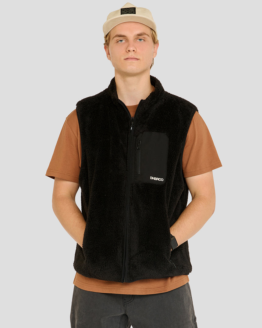 Mens Sherpa Vest | Black | MENS | TOPS | FLEECE AND HOODIES | VEST | DHaRCO | MTB | Image 2 of 6