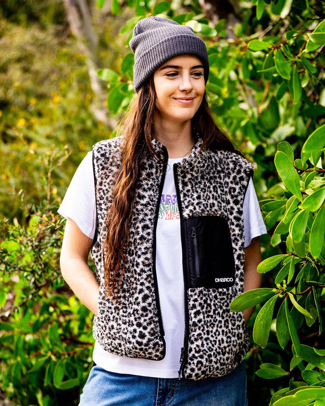 Womens Sherpa Vest | Leopard | WOMENS | TOPS | FLEECE AND HOODIES | VEST | DHaRCO | MTB | Image 1 of 8