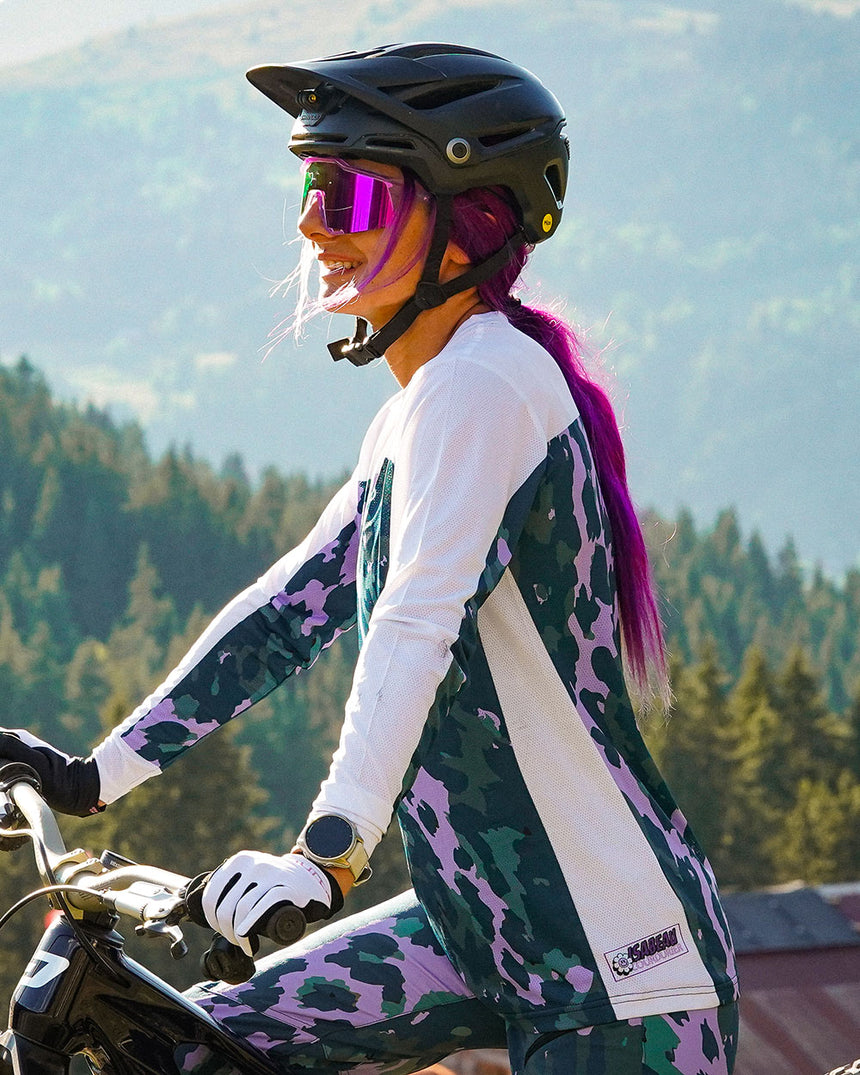Womens Race Jersey | Isa Signature - Purple Leopard | WOMENS | TOPS | JERSEYS | LONG SLEEVES | RACE JERSEY | DHaRCO | MTB | Image 3 of 6